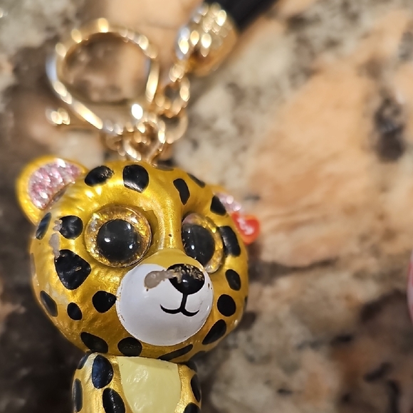 Ty Pink and Yellow Spotted Animal Keychain Set - Picture 3 of 7